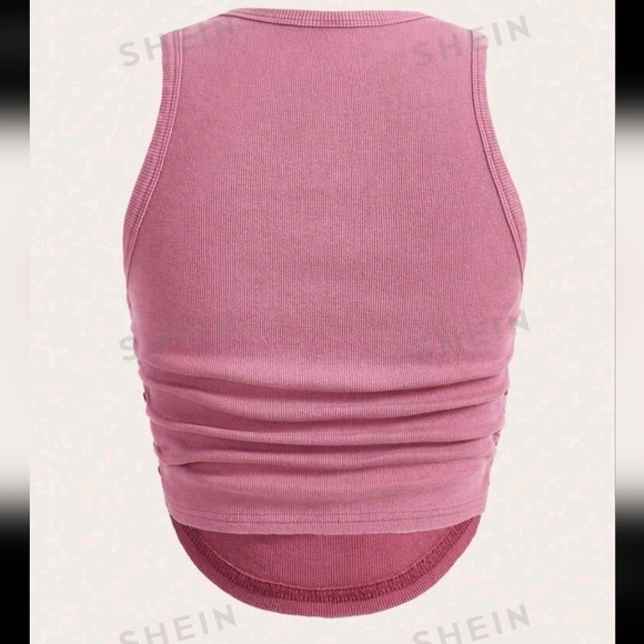 ✨SHEIN EZwear Solid Ruched Pink Tank Top✨ - Picture 5 of 5